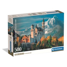 Clementoni Puzzle Collection - Neuschwanstein Castle 500 Pieces, Compact Box - Puzzle for Adults 14-99 Years, Gift for Men and Women, Landscape, Germany, Made in Italy, 35589