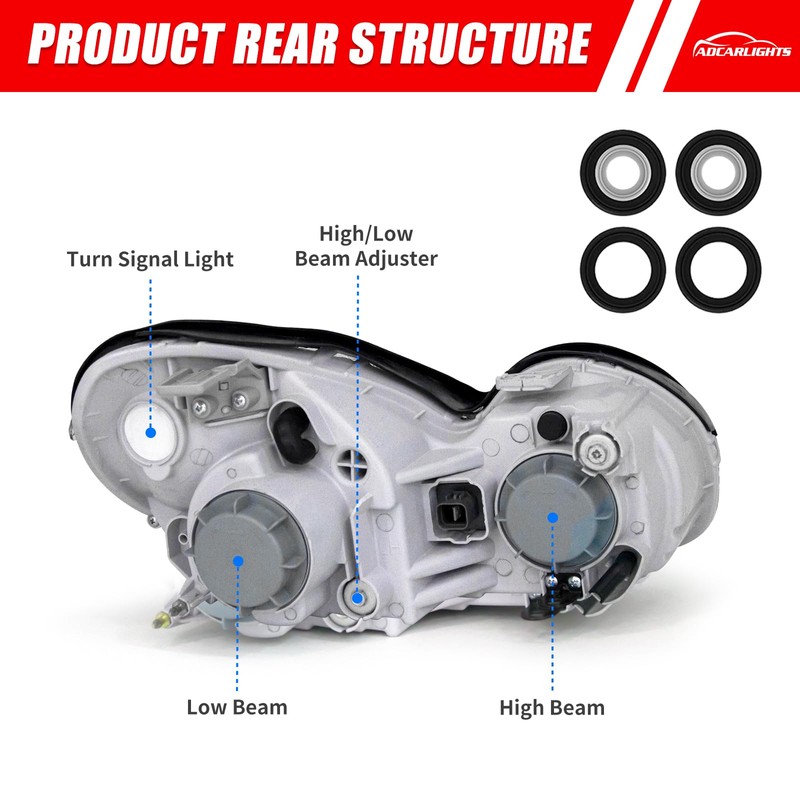 ADCARLIGHTS Compatible with 2002 2003 2004 2005 Hyundai Sonata Headlights