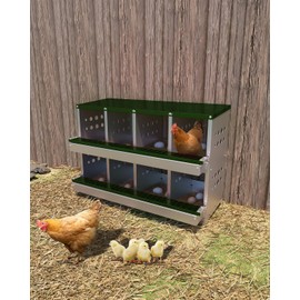 PeakPursuit Metal Chicken Nesting Boxes - 8-Hole Laying Boxes for Hens,Waterproof & Rustproof Chicken Roosting Boxes,with Ventilation & Perch, Keep Eggs Clean,Galvanized Steel Material