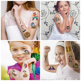 10 Sheets Temporary Tattoos Kids, Party Supplies Decoration Favors Cartoon Cute Sticker,Pirate Temporary Body Sticker for Birthday Party Favors Supplies Kids Boys Girls Party