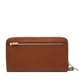 Fossil Women's Liza Leather Wallet Zip Around Clutch with Wristlet Strap, Brown (Model: SL7878G200)