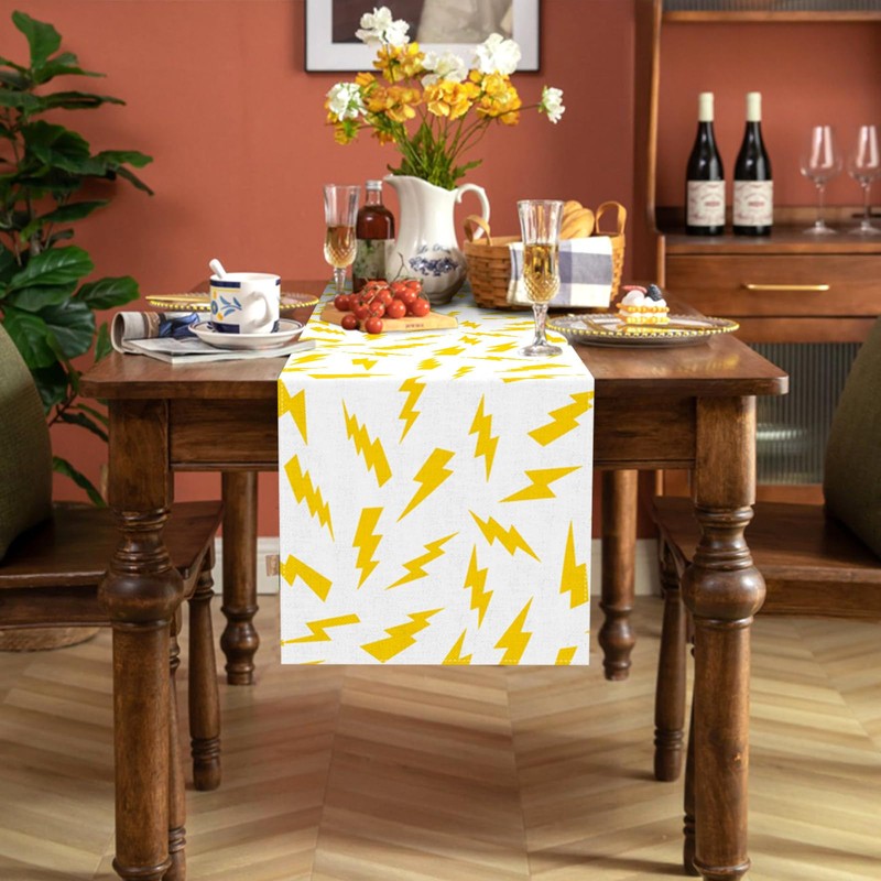 Buxiuer Lightning Bolt Table Runner Cartoon Themed Birthday Party Decoration