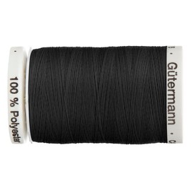 Black Colour 000 Gutermann Top Stitch Sewing Thread Extra Strong Thick Polyester Upholstery Jeans Denim Button Stitch (1 x 30 Meter Spools)