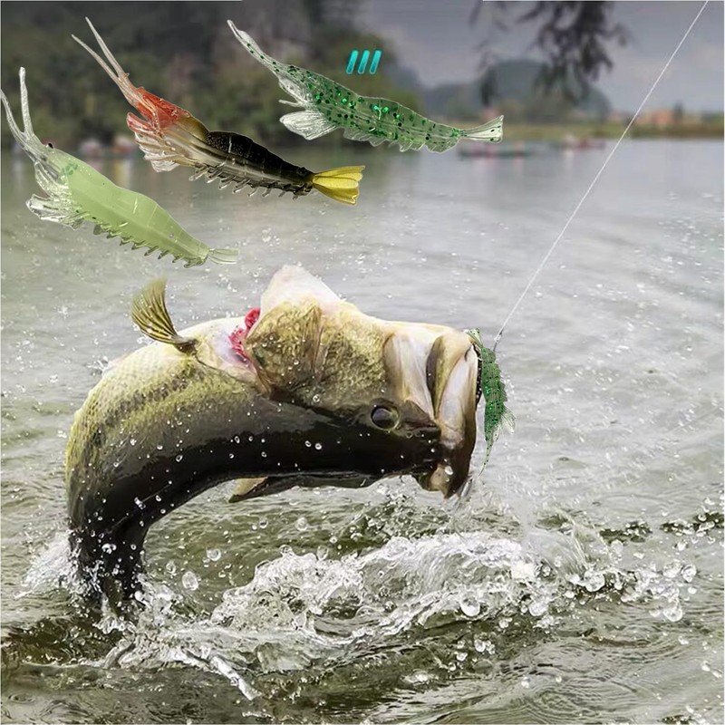 DAMIDEL 30Pcs Simulation Shrimp Fishing Lures Bait Kit，Universal Size 3.2in,