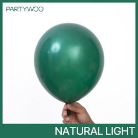 PartyWoo Pearl Dark Green Balloons 140pcs Different Sizes Pack of 18 12 10 5 Inch Pearl Emerald Hunter Forest Green Balloon Arch Kit for Jungle Dinosaur Theme Birthday Party Decorations Green-Z01