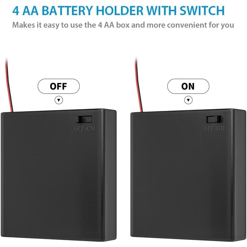 JWISLAND (Pack of 4) 4 AA Battery Holder with ON/Off