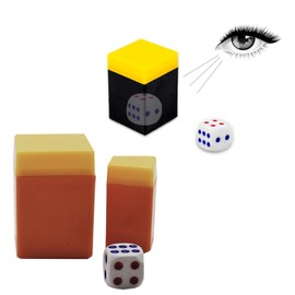 sumrica Magic 6 Pieces Close-up of clairvoyant magic props Listen to The dice with binoculars and guess The number of dice. Children's toy set(Orange/yellow 4cm x 2.8cm x 2.8cm)