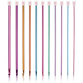 Coopay Long Crochet Hook Set, 11pcs Tunisian Multicolor Afghan Crochet Needles for Crocheting, 2mm(B)-8mm(L), Great Knitting & Crochet Supplies Tool for Beginner, Crocheter & Knitter