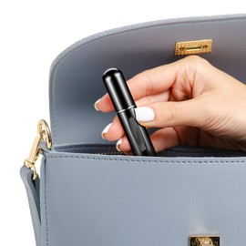 Kewjug Refillable Mini Perfume Atomizer Bottle，Portable Separate Bottles，Travel and Outings Spray Boxes Dispensers 5ml/0.2oz (Black)