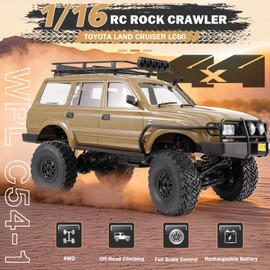 WPL C54-1 RC Crawler, 1/16 LC80 4x4 RC Rock Crawler Off Road RC Truck, 2.4Ghz RTF Remote Control Car with Upgraded Chassis and Proportional Steering for Adults Hobby Vehicle Toy