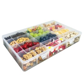 YBhuoo Tackle Box for Snacks, Clear Snackle Box Charcuterie Container, Divided Snack Containers for Snacks, Fruits, Nuts, Cookies, Candies, Jewelry, Art DIY Crafts, Beads, Fishing Tackle
