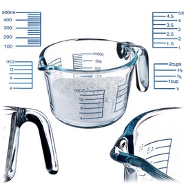 KADAX Glass Measuring Jug, Glass Jug with Ergonomic Handle, Durable Measuring Jar for Liquid and Powdery Products, Measuring Jug for Baking and Cooking (0.5 Litres)