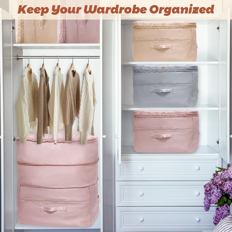 Ultra Space Saving Self Compression Organizers, 4 Pack Double Zipper