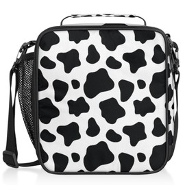 Cow Skin Insulated Lunch Bag for Kids Boys Girls Lunch Box Containers Tote with Shoulder Strap Durable Reusable Waterproof Meal Prep Bag for School Picnic Work Thermal Cooler Bag