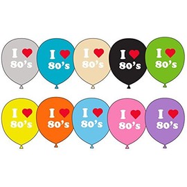 TRI 10 x 12" Asst Colour Latex Balloons Totally 80s I Love Eighties Birthday Party Event Celebration