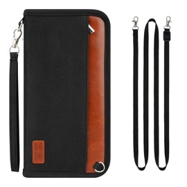 HOOMIL Travel Passport Wallet, Large Family Passport Holder Documents Organizer with RFID Blocker for Men & Women - Black