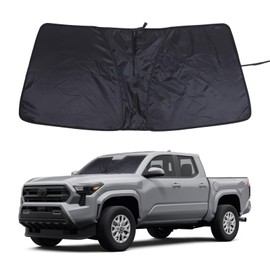 Windshield Sunshade for Toyota Tacoma 2024-2025 Front Window Sun Shade Foldable Reflective Sun Visor Custom Sunscreen UV Blocker Privacy Protector HeatShield Keep Your Car Cooler (Black1)