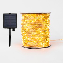 ZELUXDOT - Cadena de luces solares extra largas para exteriores, 100 pies, impermeable, con energía solar, 300 luces LED para patio, jardín, patio, árbol, boda, Navidad