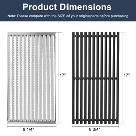 Criditpid Grill Replacement Parts for Charbroil 463642316 463644220, Grill Emitter and Cooking Grate, Burners, Ignitor, Heat Tents, Carryover Tubes Kit for Charbroil TRU Infrared 463632320 46367501.