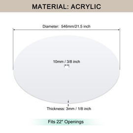 Awclub Round Lampshade Diffuser, 21.5" Diameter with 3/8" Center Hole Diffuser Lamp Shade for Drum Style Lampshades Pendants Softening Light, Frosted White Acrylic, Fits 22" Openings