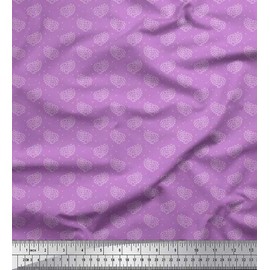 Soimoi Purple Poly Crepe Fabric Dot & Paisley Print Fabric by Yard 52 Inch Wide