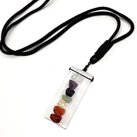 Soulnioi Healing Crystal Reiki 7 Chakra Beads Pendants Necklaces Plaster Bar Black Rope Necklace Healing Crystals Pendant Jewelry Gift for Women Mens