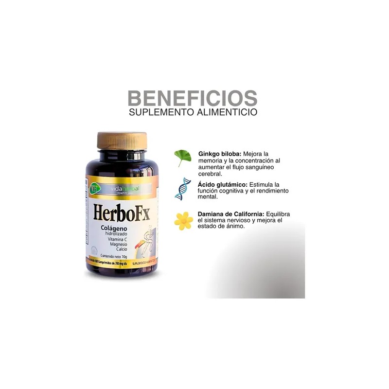 Vida Herbal Herbofx Colágeno Hidrolizado Suplemento 100com Sabor