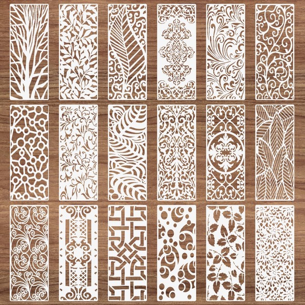 Ktxaby 18 Pcs 12 x 5.2 Inch Mixed Stencils,Leaf Floral