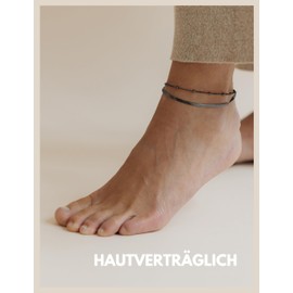 GD GOOD.designs Anklet for women, multi-row anklet, adjustable, snake chain, foot jewellery in gold, silver, rose gold, black, waterproof