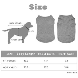 2Pcs Dog Shirts Dog Vest Clothing Dog Plain Shirts Dog Clothes Vest Soft Thin Pet Plain Tee Vests Sweatshirt Cotton Summer Shirts for Most Medium and Small Male Female Dogs