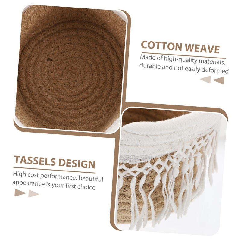 Alipis 1pc Multi-functional Cotton Thread Storage Basket Bohemian Style Organizer