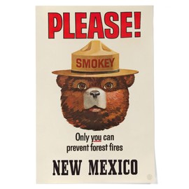 Lantern Press 24x36 Inch Giclee Print, New Mexico, Smokey Bear, Only You Can Prevent Forest Fires, Vintage Poster