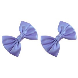 Set of 2 Satin Hair Bows By Funny Girl Designs - 4.5 Inch Wide (LAVENDER)