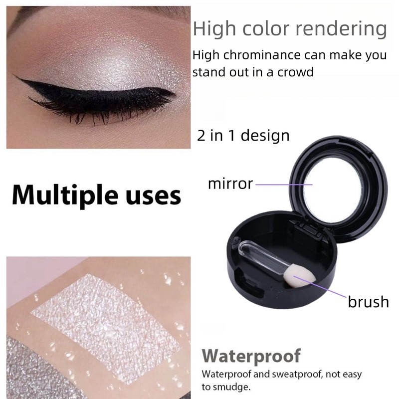 White Eyeshadow Single - Matte Pressed Fine Powder, Shimmer Pearl