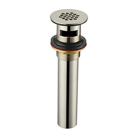Purelux Grid Drain Strainer Assembly with Overflow for Bathroom Sink, Made of Brass Brushed Nickel