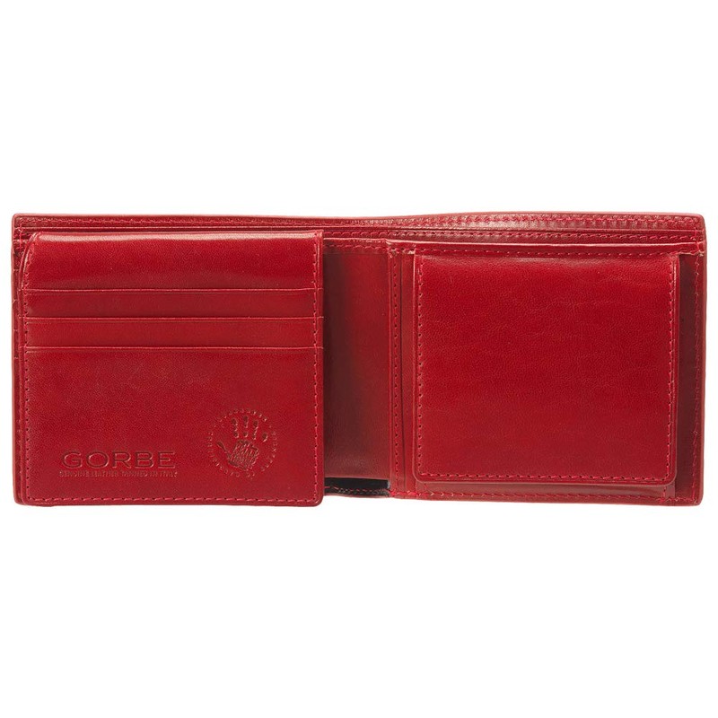 Golbe 1021 Italian Leather Bifold Wallet c/e (Black/Red), multicolor (black