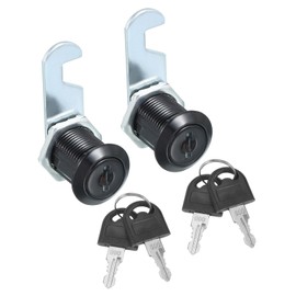MECCANIXITY 3/4 Inch Cabinet Cam Lock with Key, Keyed Alike Cam Replacement Lock Cylinder Tubular Toolbox Locks for RV Drawer Storage Cart Mailbox, Black Pack of 2