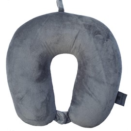 ROUCHYCO- Adult Neck Pillow for Travel, 100% Microbead filling, Comfortable Head Rest Support for Cars Trains Flights Office Home, Supportive Cushion for Sleep (Grey)