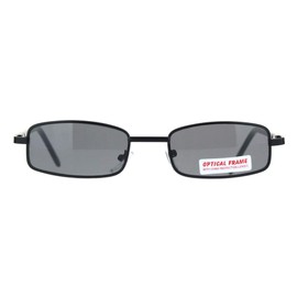 SA106 Extra Small Mens Rectangular Metal Rim Classic Color Lens Sunglasses (Black Black, 47)