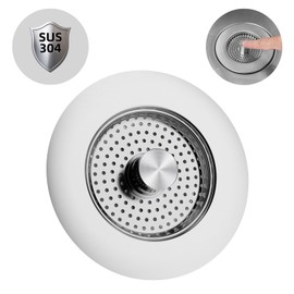 Hibbent Kitchen Sink Plug,Kitchen Sink Strainer and Stopper Combo,All Metal Stopper and Strainer,Anti-Clogging,kitchen Sink Strainer Plug,and Prevent Odors-Sinks Depth > 22mm
