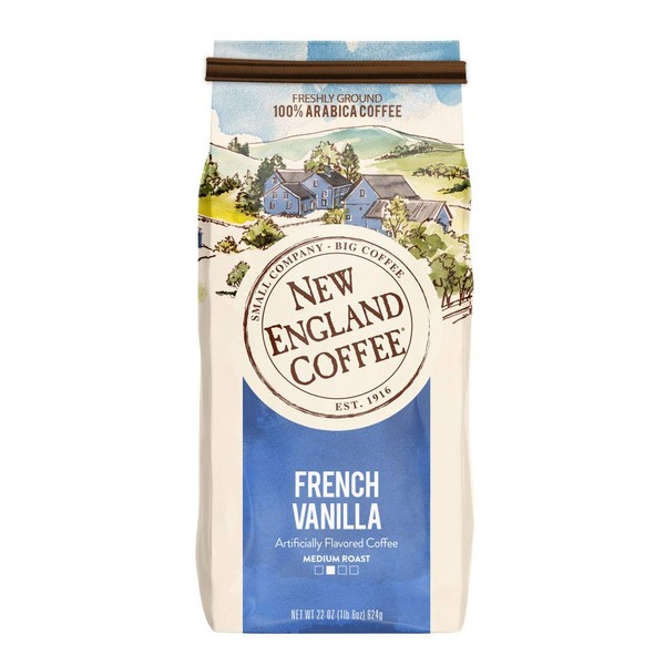 New England Coffee French Vanilla Medium Roast Ground Coffee 22 oz. Bag