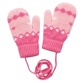 CXQRR Kids Double Layer Winter Outdoor Warm Knit Mittens for Girls Boys 3-5 Years