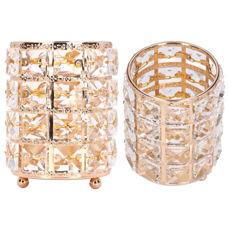 Crystal Makeup Brush Holder European Style Rounded Crystal Glass Cosmetic
