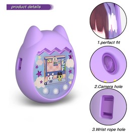 CELARKINVIE Case for Tamagotchi Pix Virtual Pet Game Machine, Protective Cover for Tamagotchi Pix Sleeve Protector Skin with Hand Strap (Purple)
