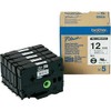 Brother HGe-231V5 Labelling Tape Cassette, Value Pack, Black on White,