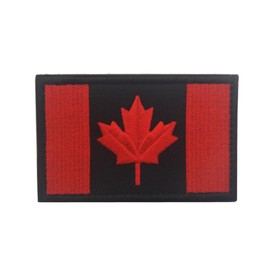 Canada Flag Patches Tactical Tags Canadian Maple Leaf Embroidered Patch Morale National Emblem Shoulder Sew On Embroider for Travel Backpack Jackets Hats Team Uniform (Black)