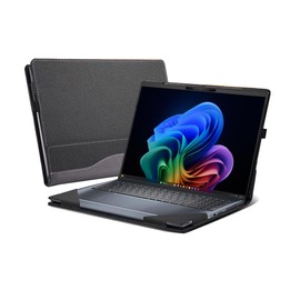 WODBAO for Dell Latitude 7455 14'' Laptop Case and Latitude 7450/7440 Drop Resistant Leather Case 2-in-1 PU Leather 14" Laptop Sleeve (Dark Gray)