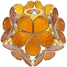 Bieye S10751 Tiffany-Style Stained Glass 8-Inch Flower Petals Lampshade for E26 Light Socket (Textured Brown)