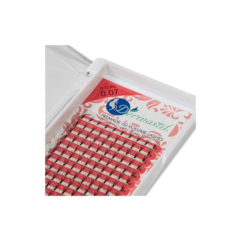 Dermastil 7D Premade Handmade Volume Eyelashes, D Curl, Thickness 0.07