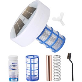 Ionizador de Piscina, ionizador de Piscina Solar con luz, Pincel y Papel Prueba, Reduce el Cloro para Agua 35, 000Gal, previene Agua turbia, Sistema purificador al Aire Libre, para